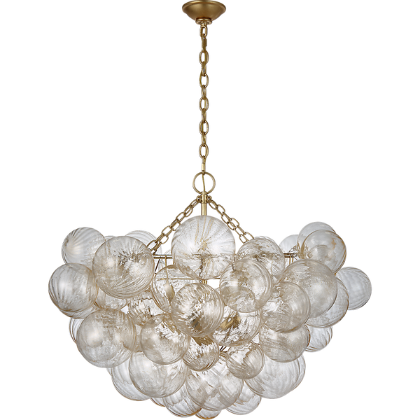 Talia 33" Eight Lights Large Chandelier, Gild and Gold Fleck Glass