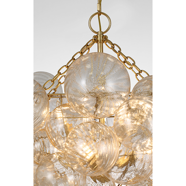 Talia 33" Eight Lights Large Chandelier, Gild and Gold Fleck Glass