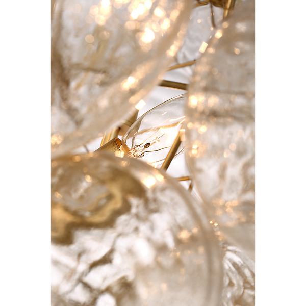 Talia 33" Eight Lights Large Chandelier, Gild and Gold Fleck Glass