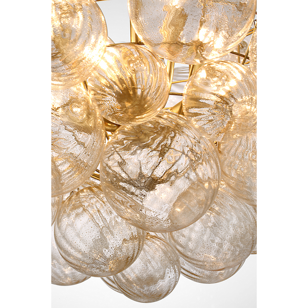 Talia 33" Eight Lights Large Chandelier, Gild and Gold Fleck Glass
