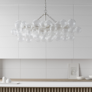 Talia 51" Eight Light Medium Linear Chandelier, Burnished Silver Leaf