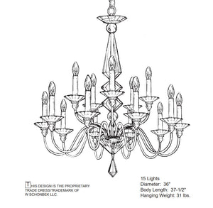 Jasmine 36'' 15 Light Chandelier, Silver
