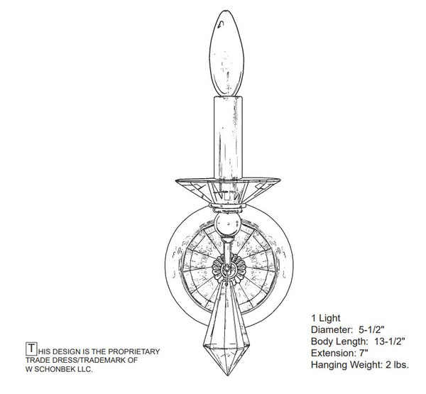 Jasmine 7'' One Light Wall Sconce, Silver
