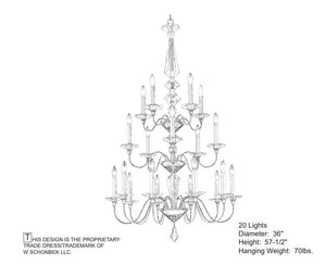 Jasmine 36'' 20 Light Chandelier, Silver