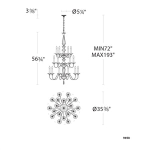 Jasmine 36'' 20 Light Chandelier, Silver