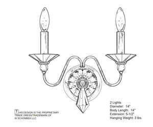 Jasmine 5.5'' Two Light Wall Sconce, Silver