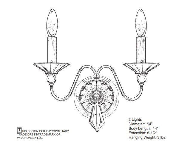 Jasmine 5.5'' Two Light Wall Sconce, Silver