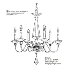 Jasmine 22.5'' Six Light Chandelier, Silver