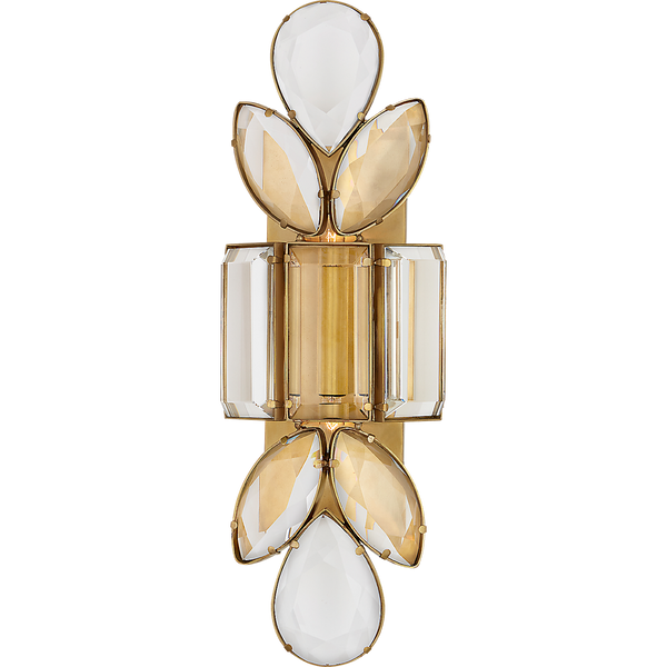 Lloyd 6" Two Lights Large Jeweled Sconce, Soft Brass / Clear Crystal