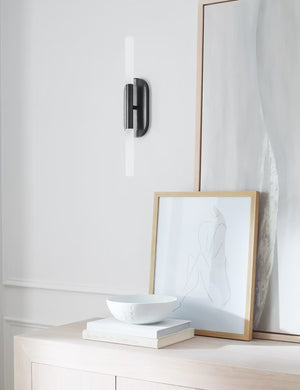 Rosseau 4.25" LED Wall Sconce, Bronze with Etched Crystal