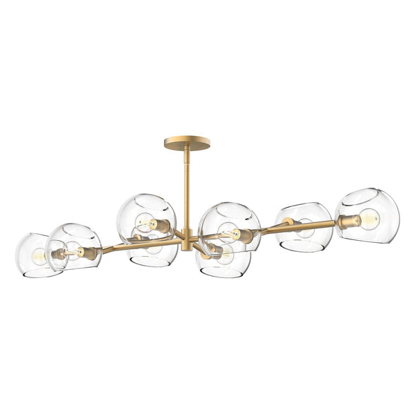 Wimberly 48" Eight-Light Linear Pendant, Brushed Gold/Clear Glass