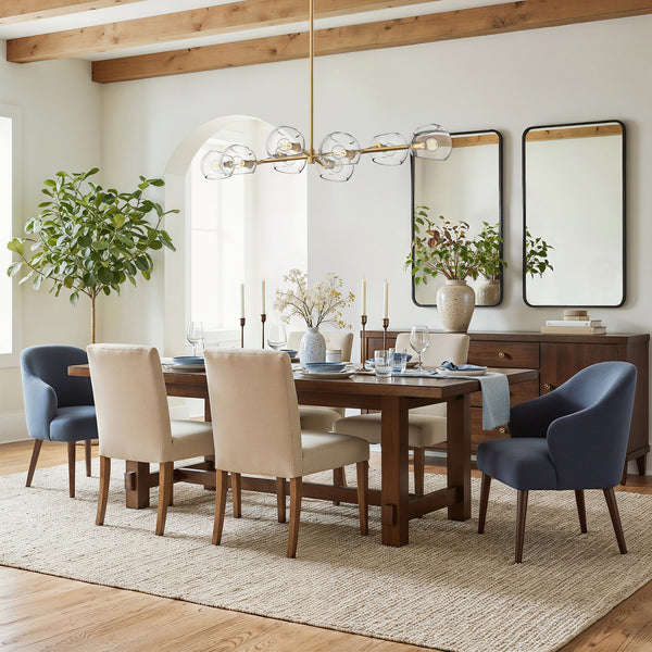 Wimberly 48" Eight-Light Linear Pendant, Brushed Gold/Clear Glass