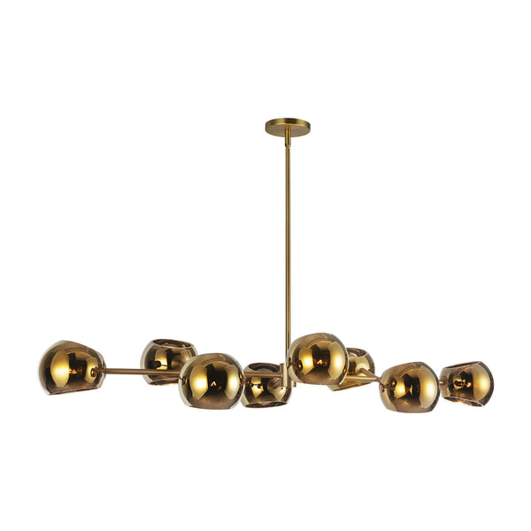 Wimberly 48" Eight-Light Linear Pendant, Brushed Gold/Copper Glass