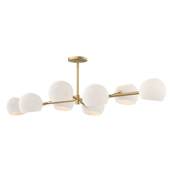 Wimberly 48" Eight-Light Linear Pendant, Brushed Gold/Opal Matte Glass