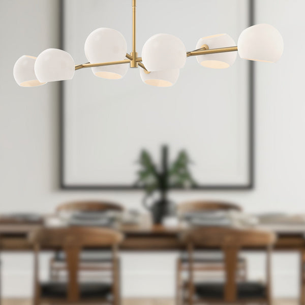 Wimberly 48" Eight-Light Linear Pendant, Brushed Gold/Opal Matte Glass