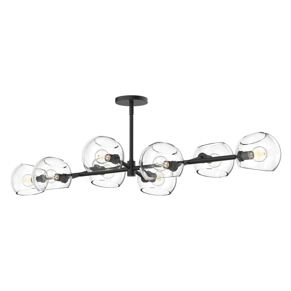 Wimberly 48" Eight-Light Linear Pendant, Clear Glass/Matte Black
