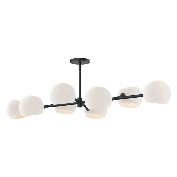 Wimberly 48" Eight-Light Linear Pendant, Matte Black/Opal Matte Glass