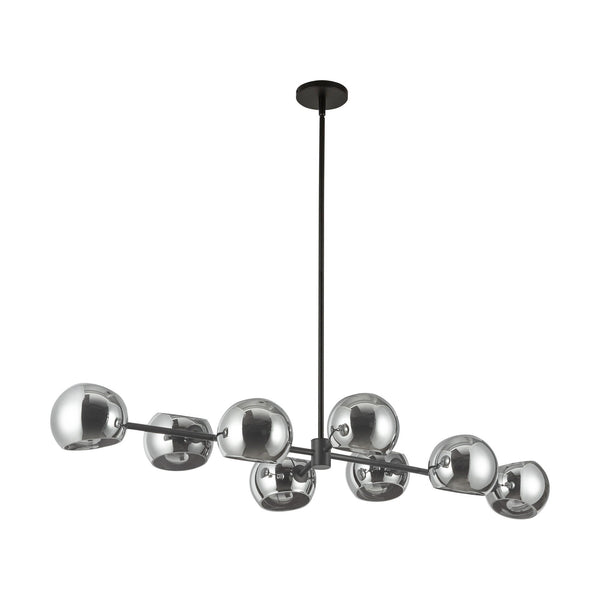 Wimberly 48" Eight-Light Linear Pendant, Matte Black/Smoked Solid Glass