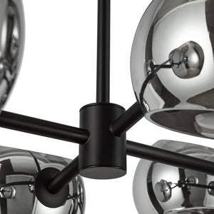 Wimberly 48" Eight-Light Linear Pendant, Matte Black/Smoked Solid Glass
