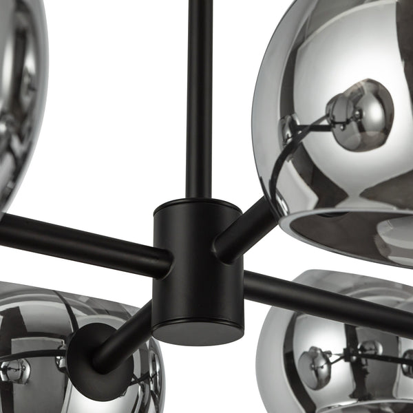 Wimberly 48" Eight-Light Linear Pendant, Matte Black/Smoked Solid Glass