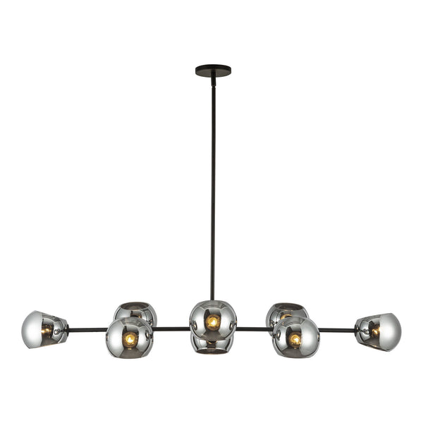 Wimberly 48" Eight-Light Linear Pendant, Matte Black/Smoked Solid Glass