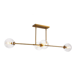 Venus 48" Four-Light Linear Pendant, Aged Gold/Clear Glass