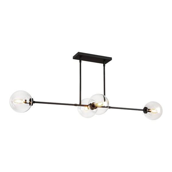 Venus 48" Four-Light Linear Pendant, Matte Black/Clear Glass