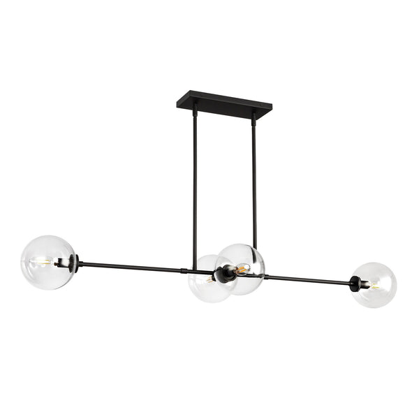Venus 48" Four-Light Linear Pendant, Matte Black/Clear Glass