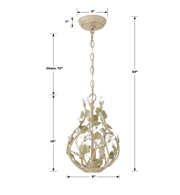 Ivy 9'' Three Light Mini Chandelier, Champagne