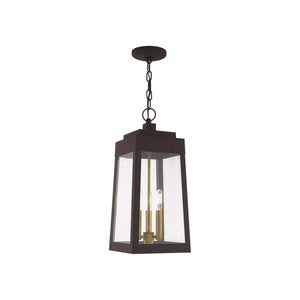 Solene 8" Three Light Mini Pendant, Bronze w/ Antique Brasss