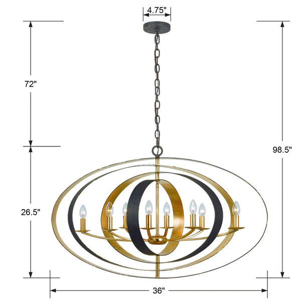 Lana 36'' Eight Light Chandelier, English Bronze / Antique Gold