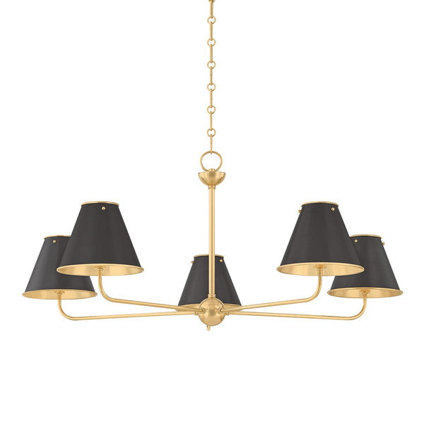Auran 43" Five Lights Chandelier, Aged Brass / Distressed Bronze