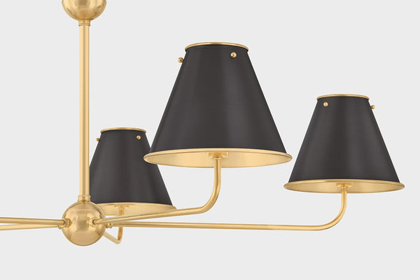 Auran 43" Five Lights Chandelier, Aged Brass / Distressed Bronze