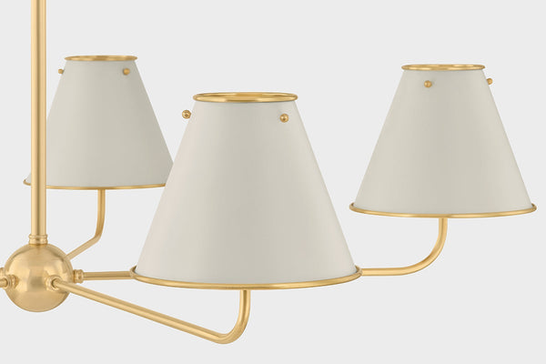 Auran 43" Five Lights Chandelier, Aged Brass / Off-White