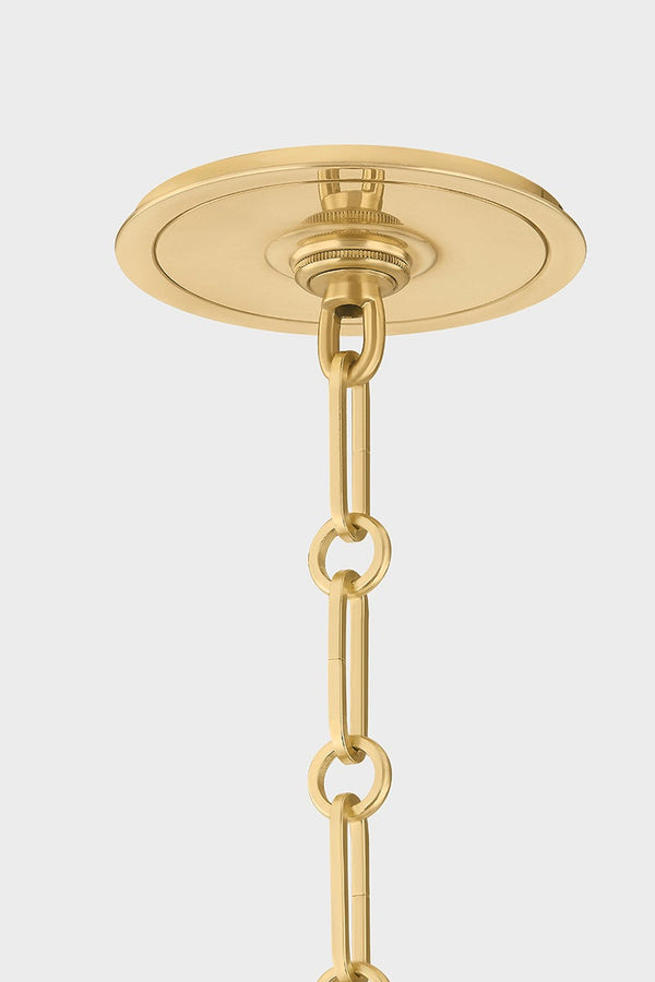 Auran 43" Five Lights Chandelier, Aged Brass / Off-White