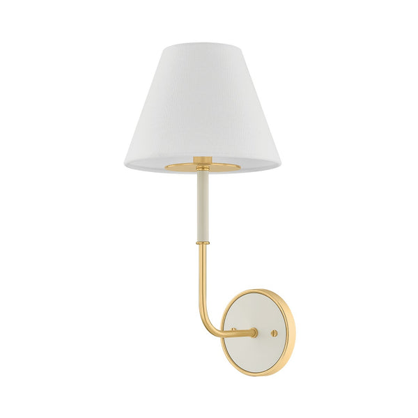 Lumion 8" One Light Wall Sconce, Aged Brass / Off-White