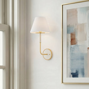 Lumion 8" One Light Wall Sconce, Aged Brass / Off-White