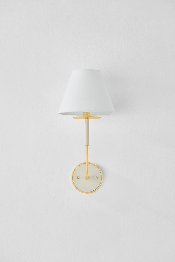 Lumion 8" One Light Wall Sconce, Aged Brass / Off-White