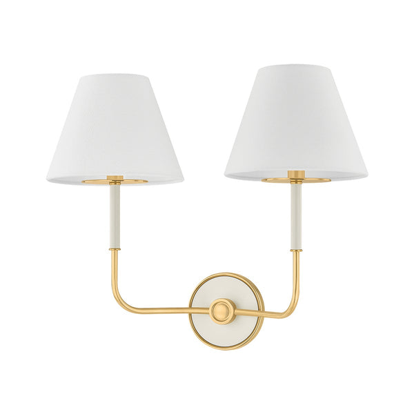Lumion 19" Two Lights Wall Sconce, Aged Brass / Off-White