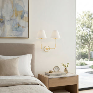 Lumion 19" Two Lights Wall Sconce, Aged Brass / Off-White