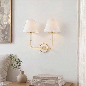 Lumion 19" Two Lights Wall Sconce, Aged Brass / Off-White
