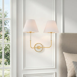 Lumion 19" Two Lights Wall Sconce, Aged Brass / Off-White