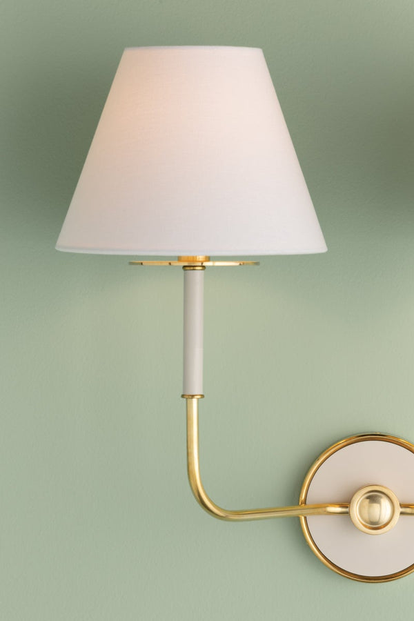 Lumion 19" Two Lights Wall Sconce, Aged Brass / Off-White