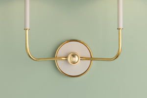 Lumion 19" Two Lights Wall Sconce, Aged Brass / Off-White