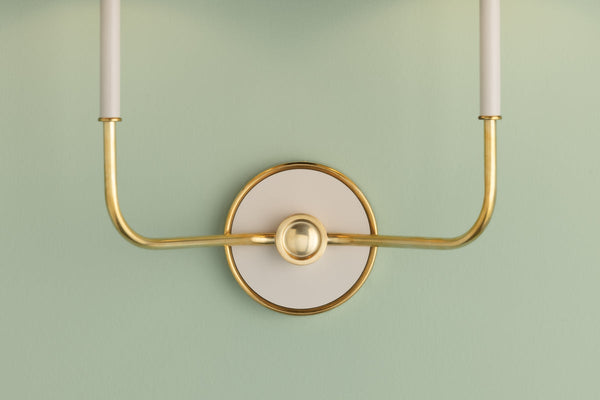 Lumion 19" Two Lights Wall Sconce, Aged Brass / Off-White