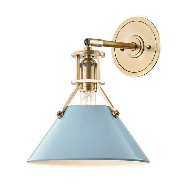 Rynara 9" One Light Wall Sconce, Aged Brass / Blue Bird
