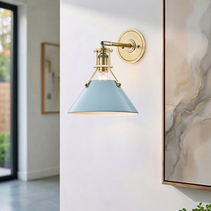 Rynara 9" One Light Wall Sconce, Aged Brass / Blue Bird