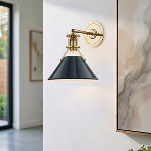 Rynara 9" One Light Wall Sconce, Aged Brass / Darkest Blue
