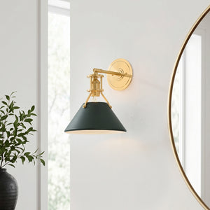 Rynara 9" One Light Wall Sconce, Aged Brass / Soft Studio Green
