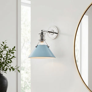 Rynara 9" One Light Wall Sconce, Polished Nickel / Blue Bird